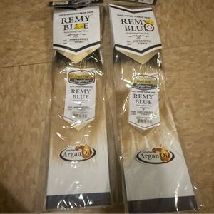 Remy Blue Ombre Hair Extensions - T1B/613 - 10” (2-packs) & T1B/613 10” Closure